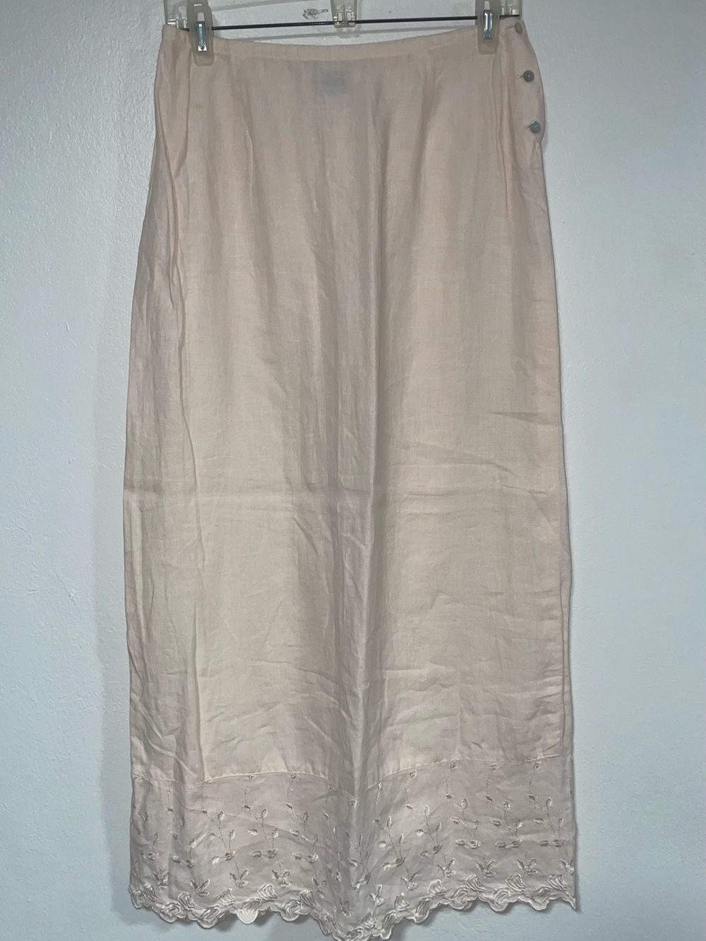 Johnny Was Pale Blush Skirt with Embroidered Hem